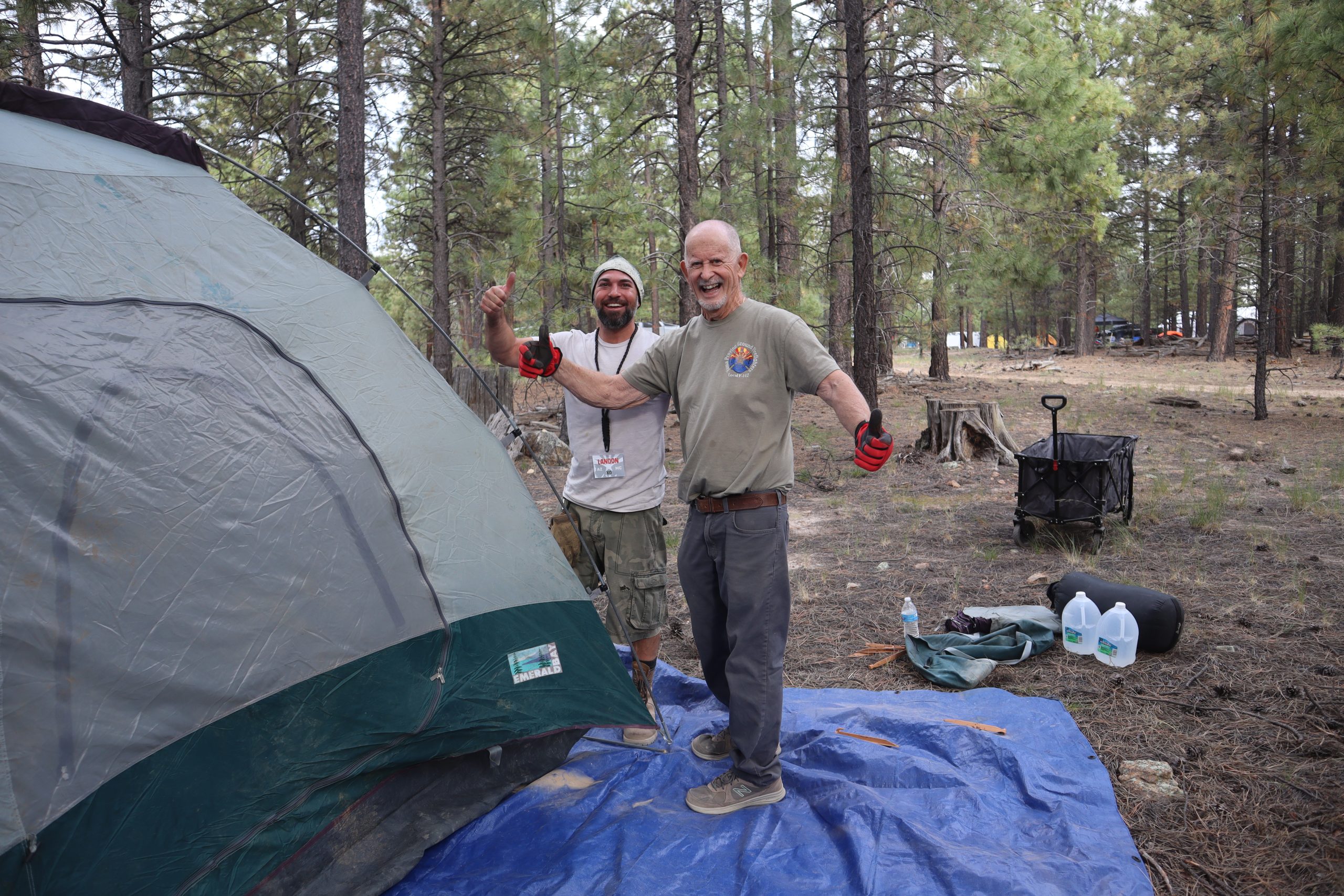 Tom and Landon tent set up